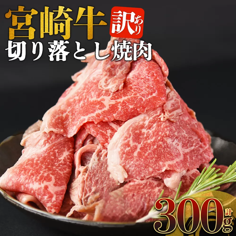 ＜訳あり 宮崎牛 切り落とし焼肉 合計300g＞入金確認後、14営業日以内に順次発送 【 焼肉用 焼き肉 やきにく 訳アリ品 わけあり A5等級 ランク 高級 お肉 和牛 黒毛和牛 ブランド牛 柔らかい お家焼肉 BBQ バーベキュー ご褒美 新鮮 鮮度 】