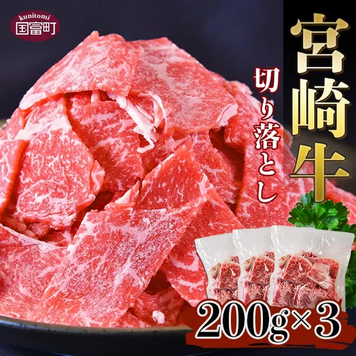 ＜宮崎牛 切り落とし 合計600g（200g×3）＞翌月末迄に順次出荷