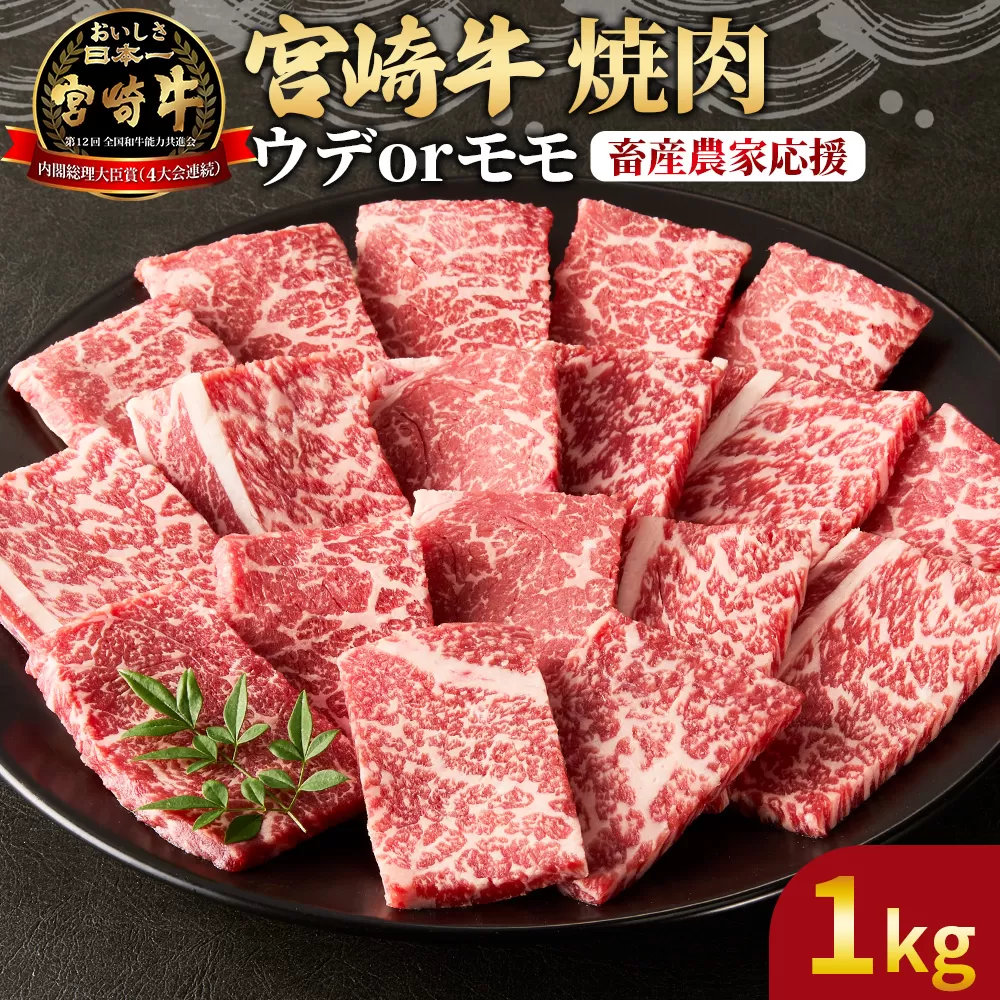 【期間限定】＜宮崎牛 赤身焼肉 2パック（1kg）＞2026年1月に順次出荷【 国産 黒毛和牛 牛肉 牛 精肉 カット肉 BBQ ウデ肉 モモ肉 4等級以上 ブランド牛 赤身 旨味 贈答品 ギフト 贈り物 プレゼント 化粧箱 グルメ ミヤチク 宮崎県 国富町 】