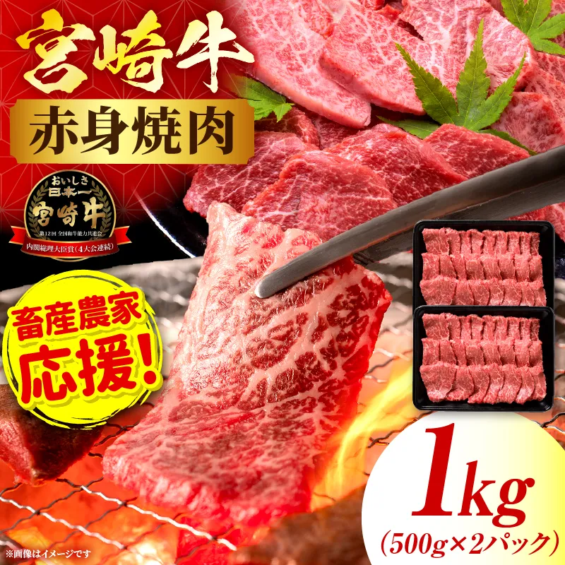 「畜産農家応援」宮崎牛赤身(ウデorモモ) 焼肉 【1kg】