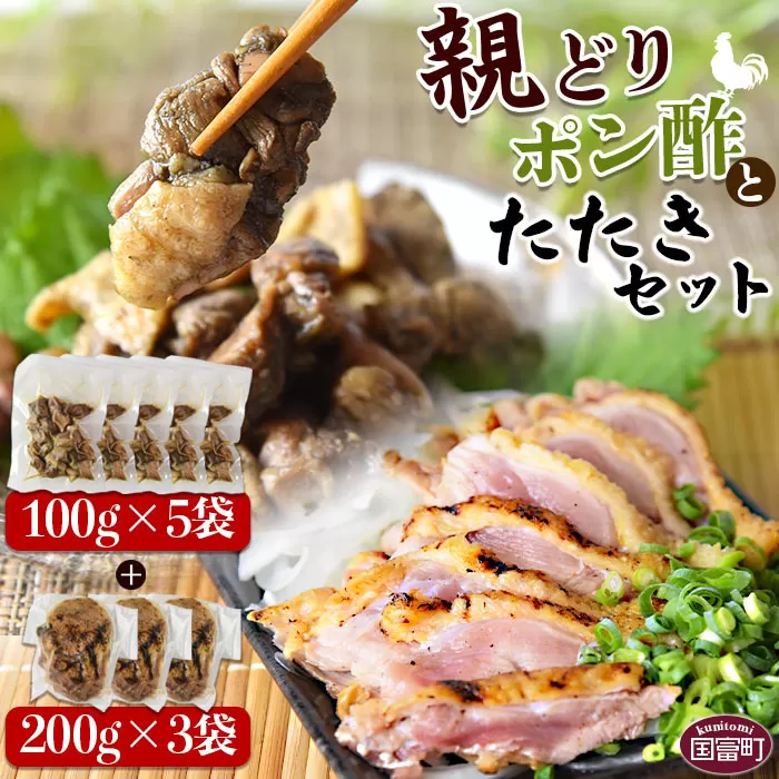 ＜親どりポン酢とたたきセット 合計1.1kg（ポン酢 100g×5袋・たたき 200g×3袋）＞準備でき次第翌々月までに順次発送