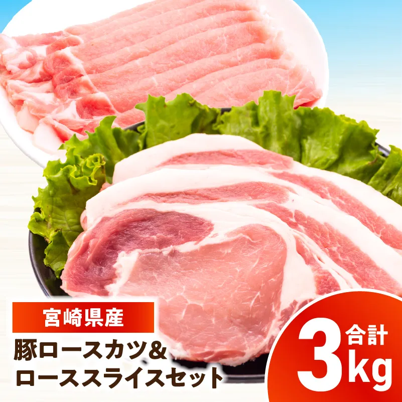 宮崎県産豚 ロース(又は肩ロース)カツ＆ローススライスセット 3kg_kn126-004-030
