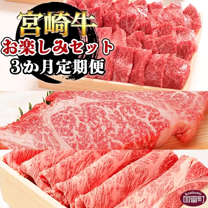 ＜3か月定期便 宮崎牛お楽しみセット＞翌月末迄に第一回目発送