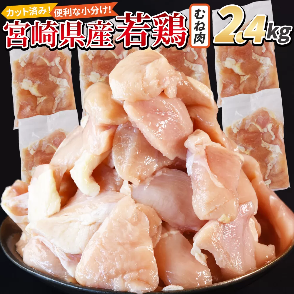 ＜宮崎県産若鶏切身 むね肉 2.4kg（300g×8袋）＞ 3か月以内に順次出荷 【 からあげ 唐揚げ カレー シチュー BBQ 煮物 チキン南蛮 小分け おかず おつまみ お弁当 惣菜 時短 炒め物 簡単料理 】