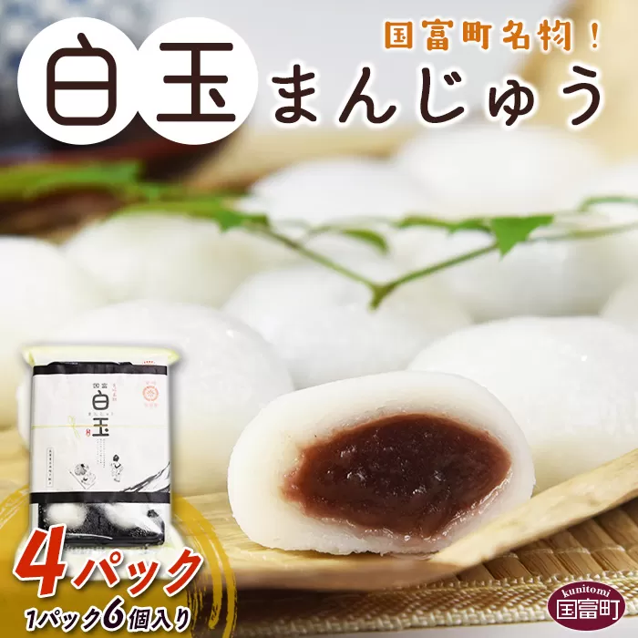 ＜国富町名物！白玉まんじゅう(6個入り×4パック)＞【 和菓子 団子 あんこ 餡子 お茶請け デザート 饅頭 お菓子 菓子 スイーツ お茶 間食 小腹 】翌月末迄に順次出荷