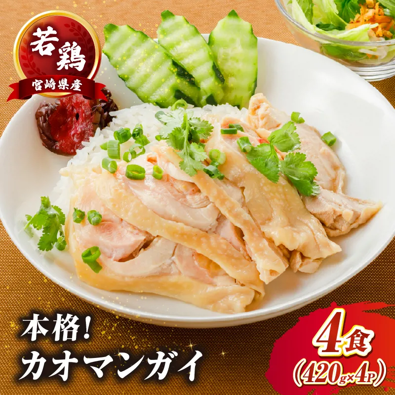 たかお食堂の宮崎県産若鶏カオマンガイ 4食（420g×4）