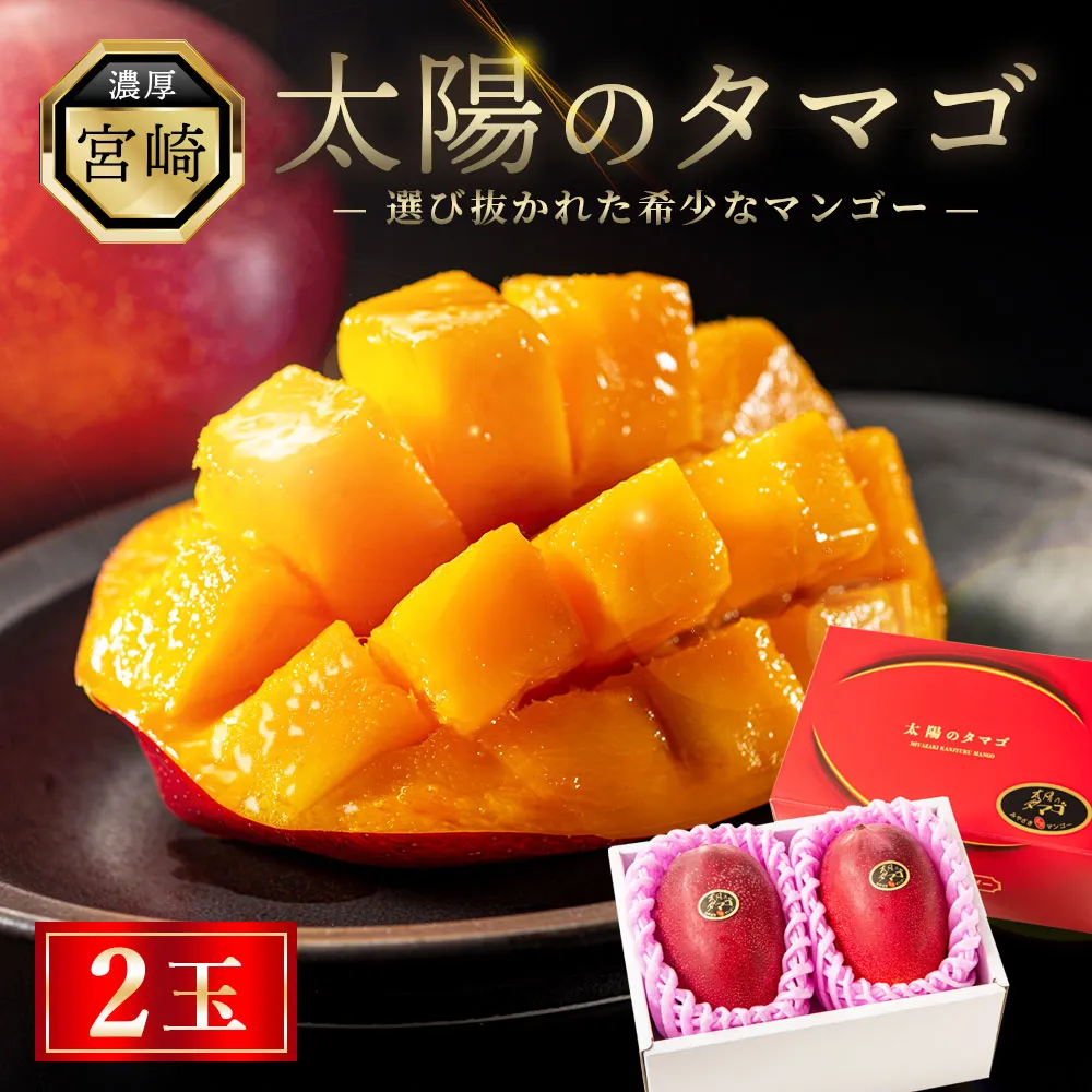 完熟マンゴー『太陽のタマゴ』2玉(約1kg)【JA綾町】_A0114-1001