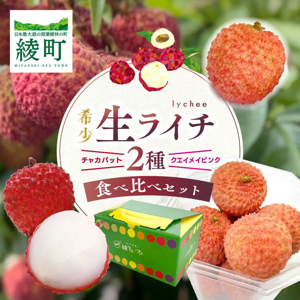 【数量限定】希少 国産 綾生ライチ 2種食べ比べセット / 宮崎県産  綾町 ライチ 希少 国産ライチ 果物 フルーツ 産地直送 お中元【JA綾町】_A0114-2341