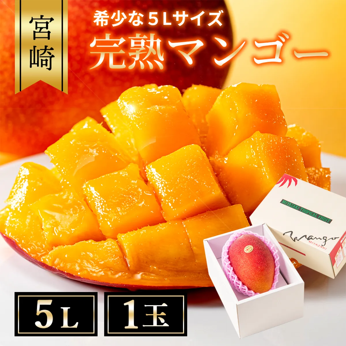 完熟マンゴー５L×１玉【JA綾町】_A0114-2331