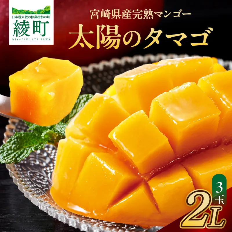 完熟マンゴー『太陽のタマゴ』３玉（約１kg）【JA綾町】_A0114-1011