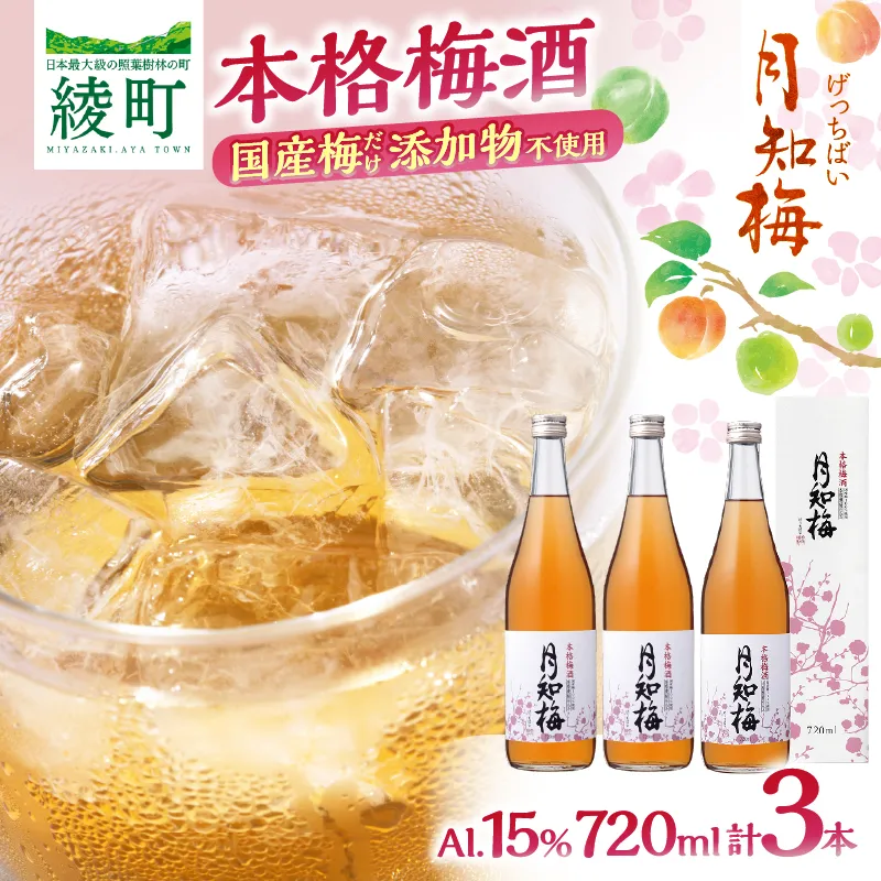 【雲海酒造】国産梅100%使用 本格梅酒「月知梅」720ml×3本_A0087-011