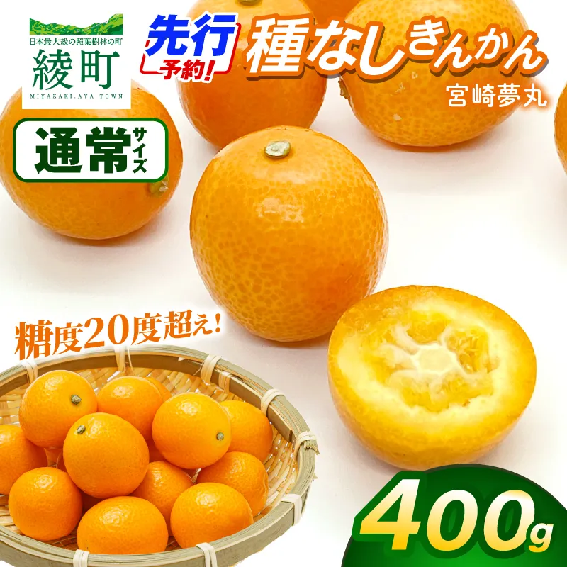 【先行予約】種なし きんかん「宮崎夢丸」 400g 数量限定 種無し 果物 フルーツ くだもの 柑橘 金柑 プレミア おすすめ パック ギフト 贈り物 贈答 おやつ スイーツ デザート 糖度が高い 常温 産地直送 宮崎県 綾町 送料無料【JA綾町】_A0114-260