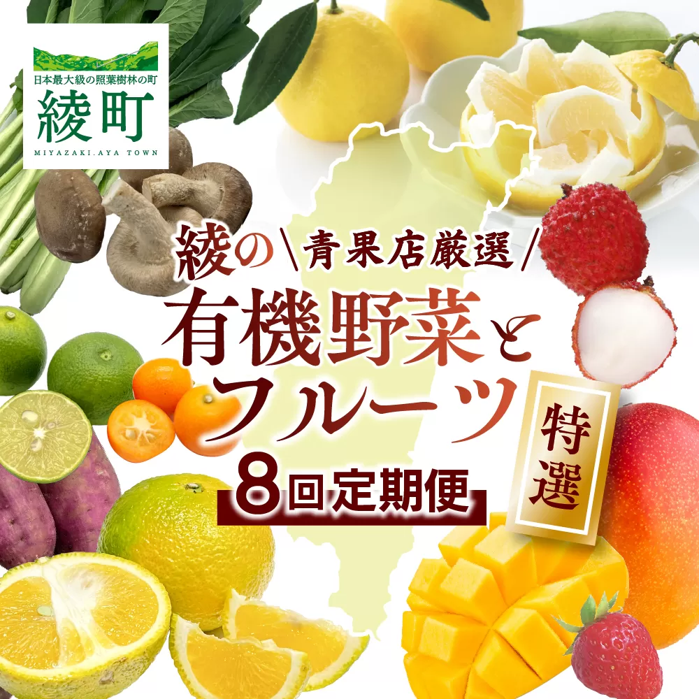 【全8回お届け】特選！！宮崎県綾町産 果物・野菜定期便 [Y20]