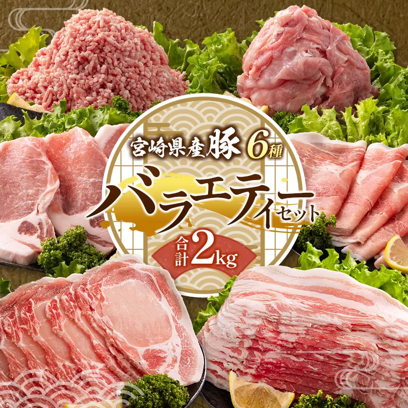 宮崎県産 豚バラエティーセット 合計2kg 人気 小分け 食べ比べ ボリューム 冷凍 国産 豚肉 ※ご入金月の翌月中に出荷【B690】