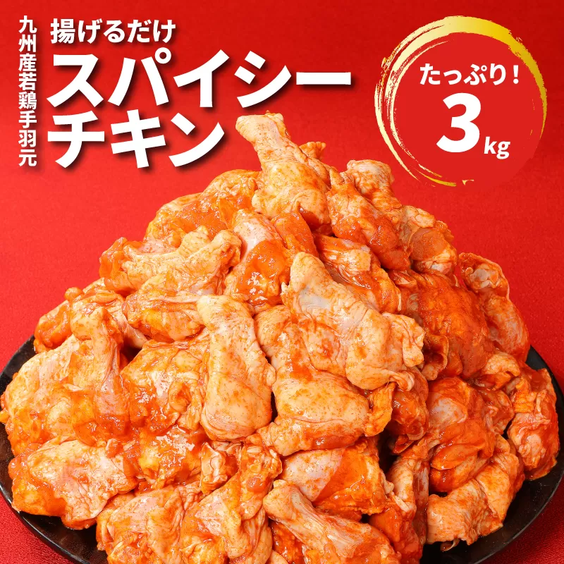  訳あり 九州産若鶏手羽元 揚げるだけスパイシーチキン『3kg』 鶏肉　簡単　大容量　チキン　スパイス　手羽元　鶏肉　簡単　大容量　チキン　スパイス　手羽元K16_0085