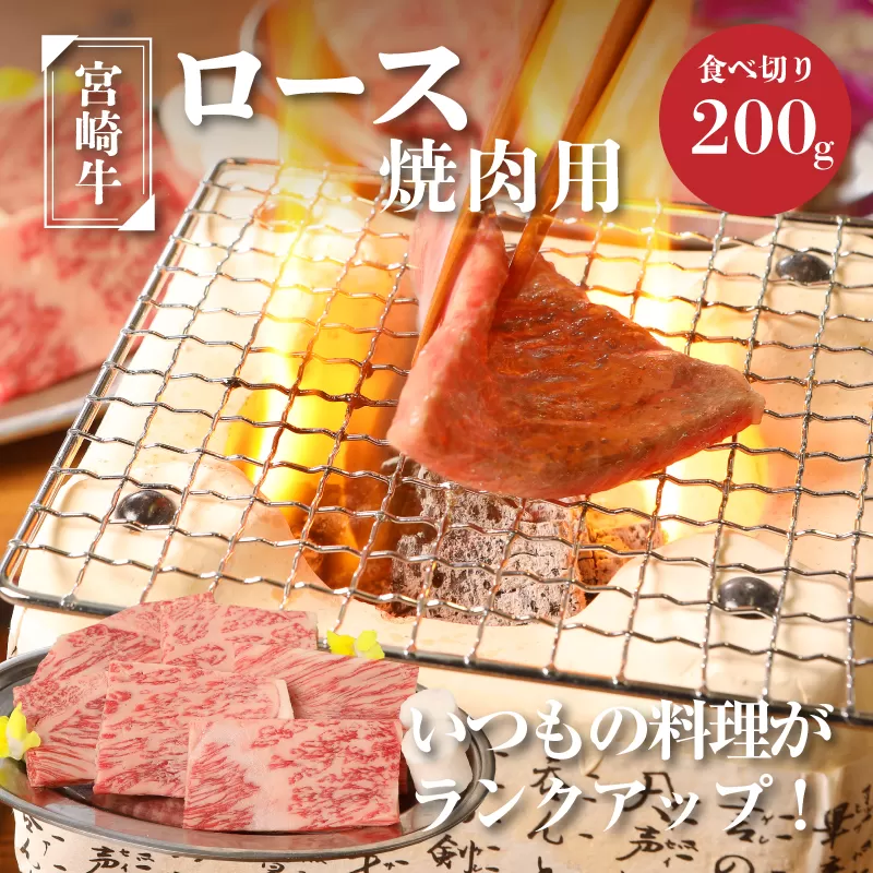 ＜宮崎牛ロース焼肉用200g＞ K01_0004_1