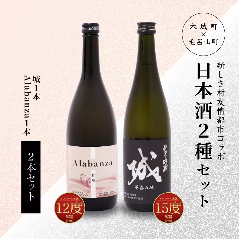 【7日以内に発送！】＜令和6年産　木城町・毛呂山町 新しき村友情都市コラボ日本酒２種２本セット（城１本・Alabanza１本）＞ K21_0025