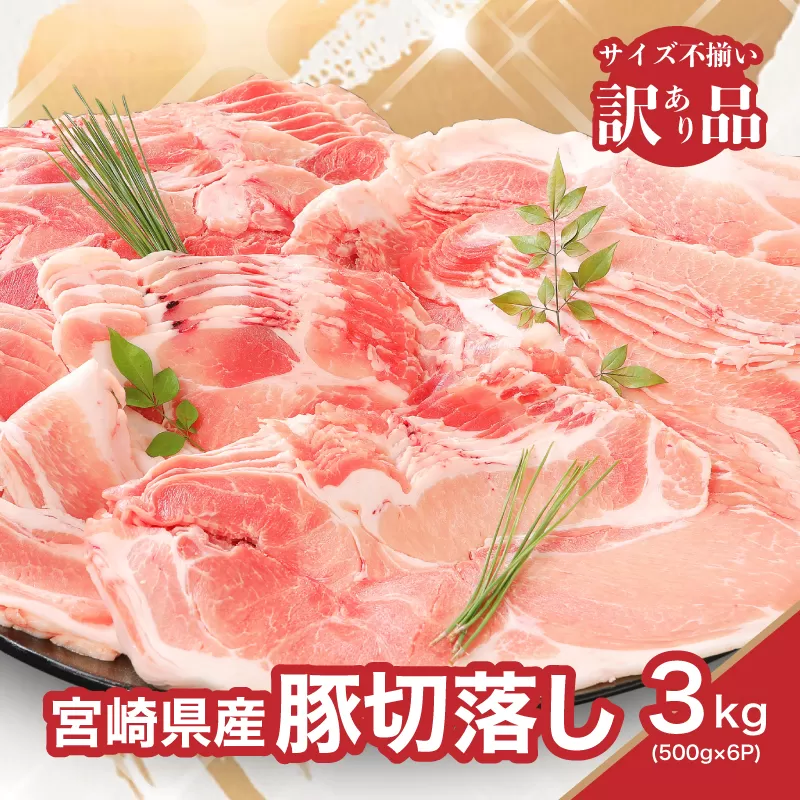  【訳あり】宮崎県産豚切落し3kg(500g×6パック) K16_0052_4