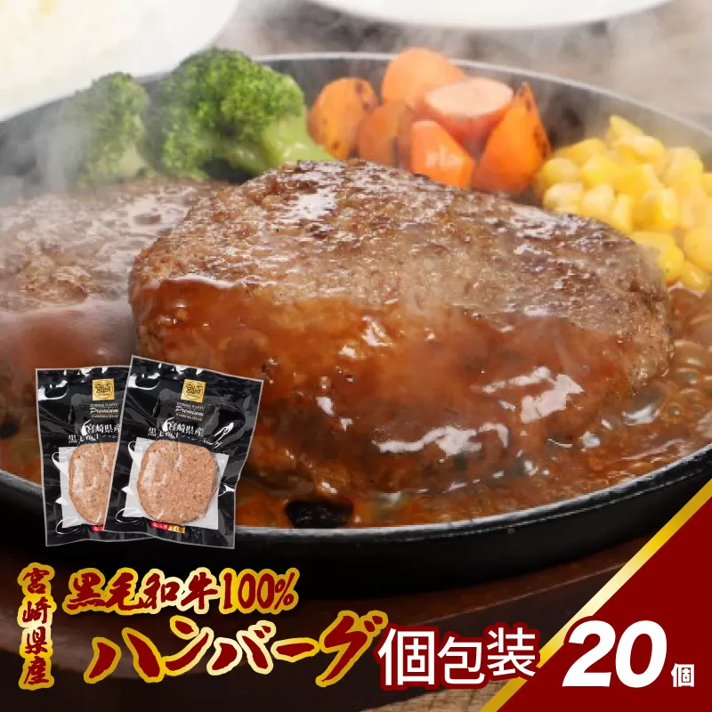 宮崎県産黒毛和牛100%ハンバーグ(20個/冷凍) K16_0161