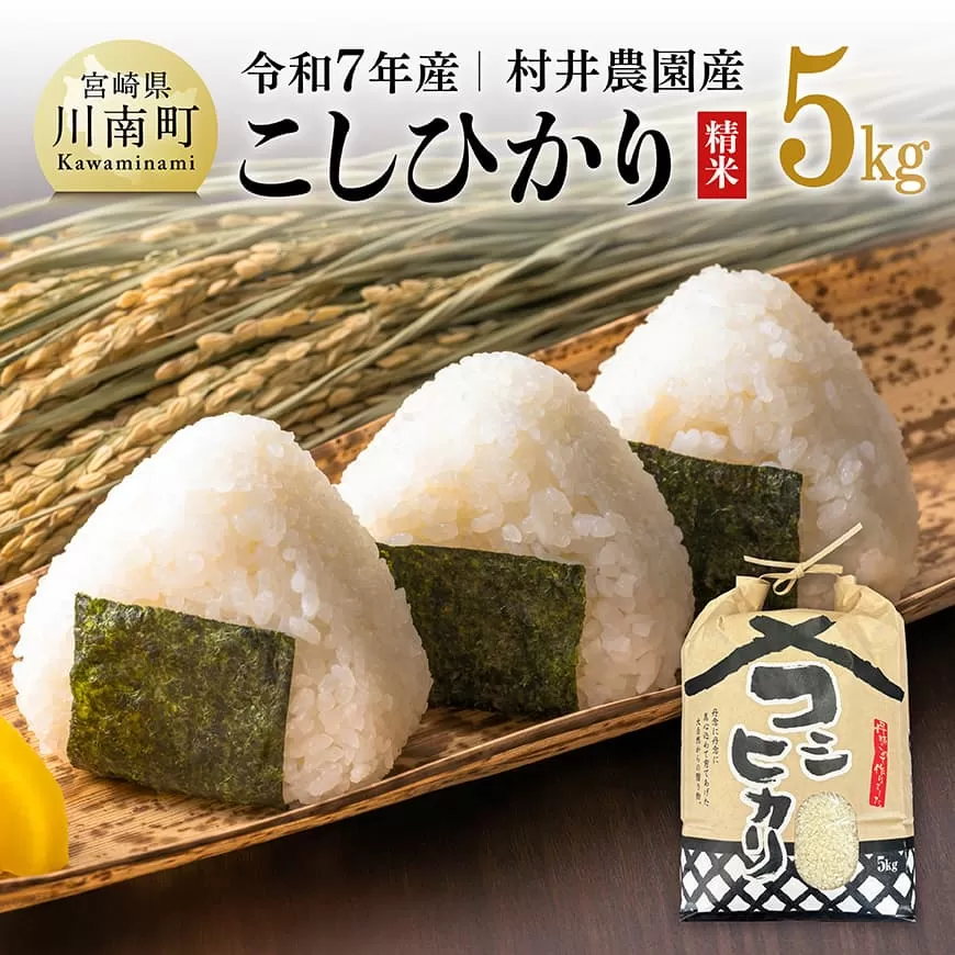 【令和7年産】宮崎県産米　村井農園産こしひかり（精米）5kg 米 お米 白米 精米 こしひかり 国産 宮崎県産 おにぎり