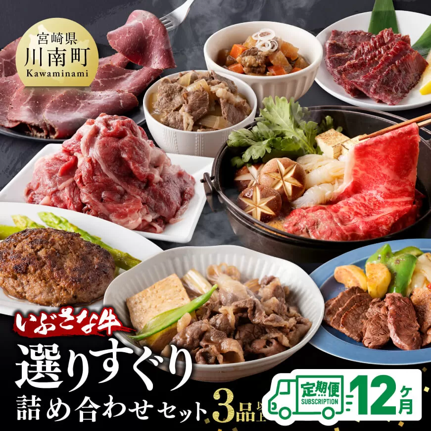 【 12ヶ月定期便 】 いぶさな牛 選りすぐり 詰め合わせセット 肉 牛肉 精肉 いぶさな牛 国産 九州産 宮崎県産 全12回
