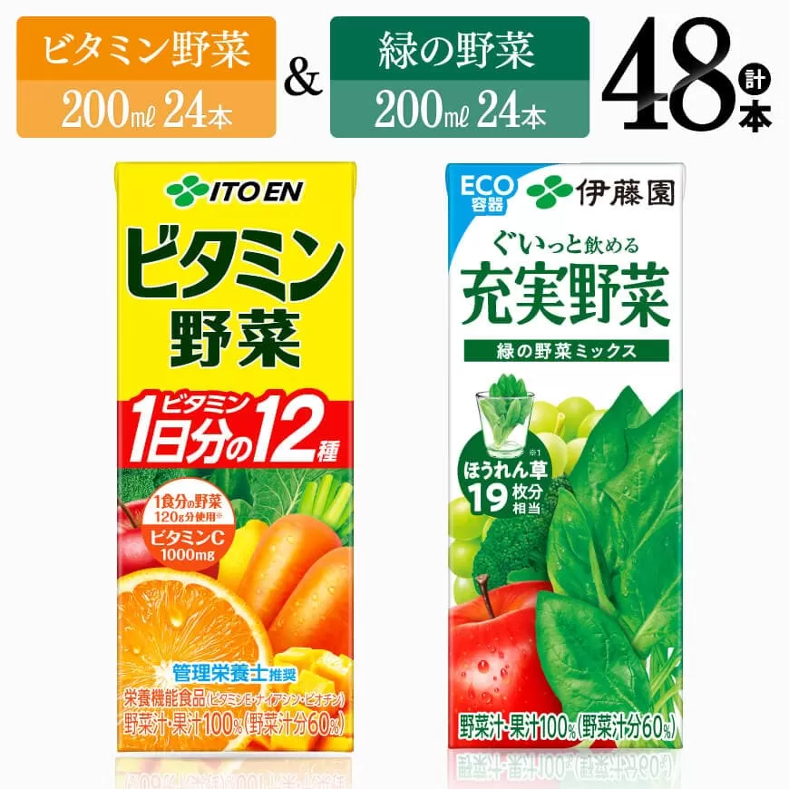 ビタミン野菜(紙)24本+緑の野菜(紙)24本伊藤園 飲料類 野菜 ビタミン野菜 緑の野菜 ジュース セット 詰め合わせ 飲みもの