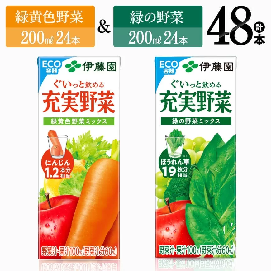 伊藤園 緑黄色野菜 ＆ 緑の野菜 （紙パック） 48本 伊藤園 飲料類 野菜 ミックス 緑の野菜 ジュース 野菜ジュース セット 詰め合わせ 飲みもの