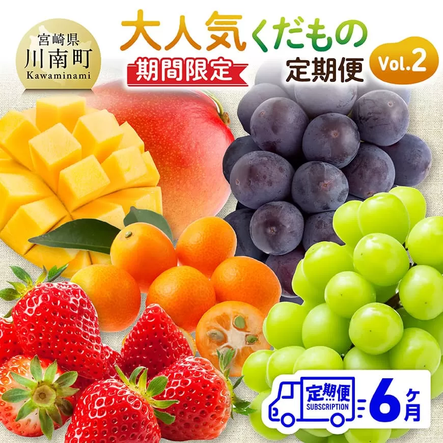 ※期間限定※[6ヶ月定期便]大人気くだもの定期便Vol.2 川南町産 くだもの いちご イチゴ きんかん マンゴー シャインマスカット ピオーネ