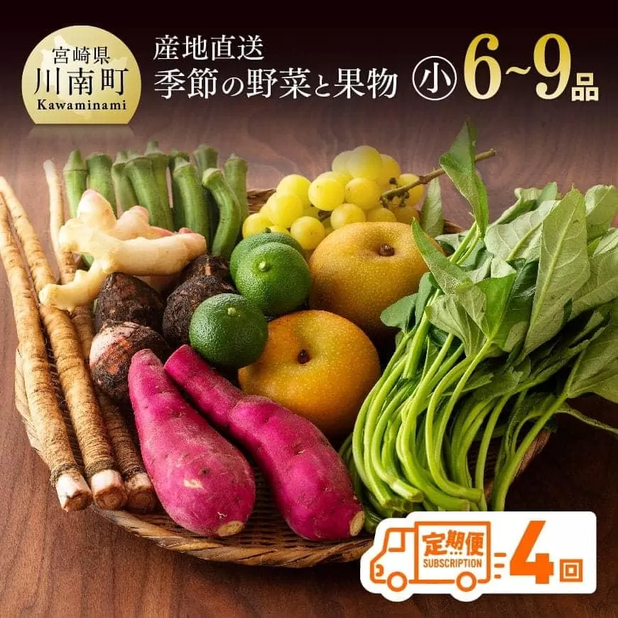 【定期便】産直おすず村 季節の野菜と果物 厳選 詰め合わせセット（小） 全4回 旬野菜 フルーツ 直売所 産地直送 宮崎県産