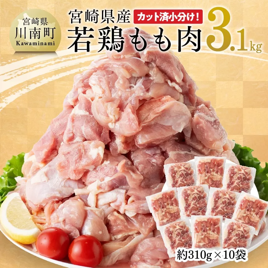 【令和6年6月発送】宮崎県産若鶏もも肉310g×10袋(3.1kg)　鶏肉