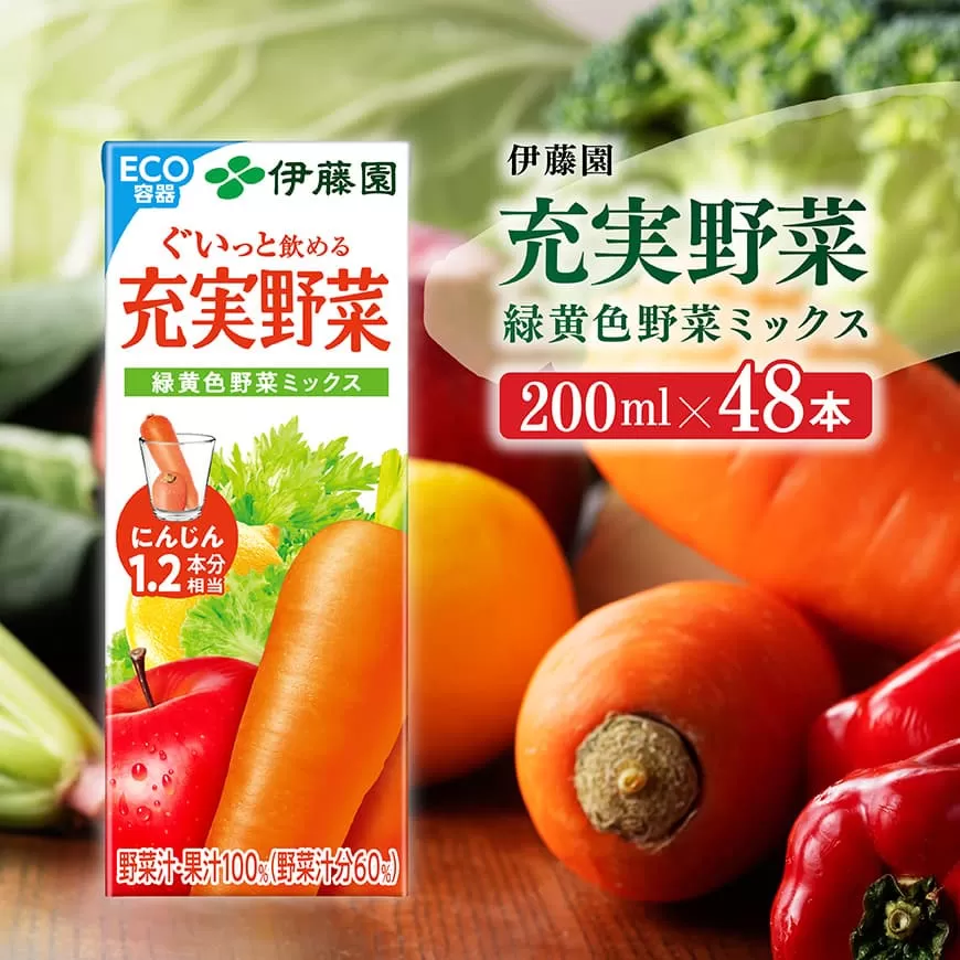 伊藤園 充実野菜 緑黄色野菜ミックス （紙パック） 200ml×48本 伊藤園 飲料類 野菜ジュース 野菜 ジュース ミックスジュース 飲みもの