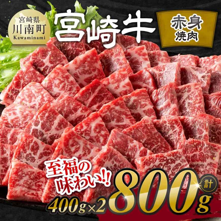 宮崎牛赤身焼肉 800g (400g×2) [ 肉 牛肉 ウデ モモ 焼肉 黒毛和牛 国産 九州産 ]