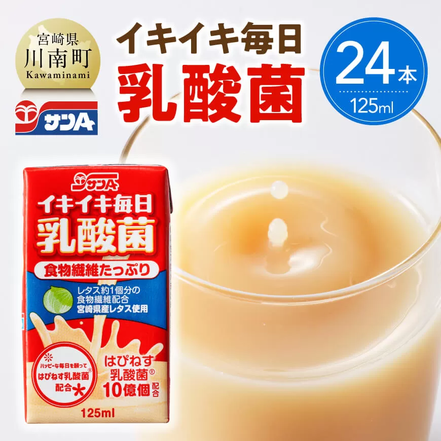 サンA イキイキ毎日乳酸菌（紙）125ml×24本 宮崎県 川南町 飲料類 乳酸菌 セット ジュース 紙パック