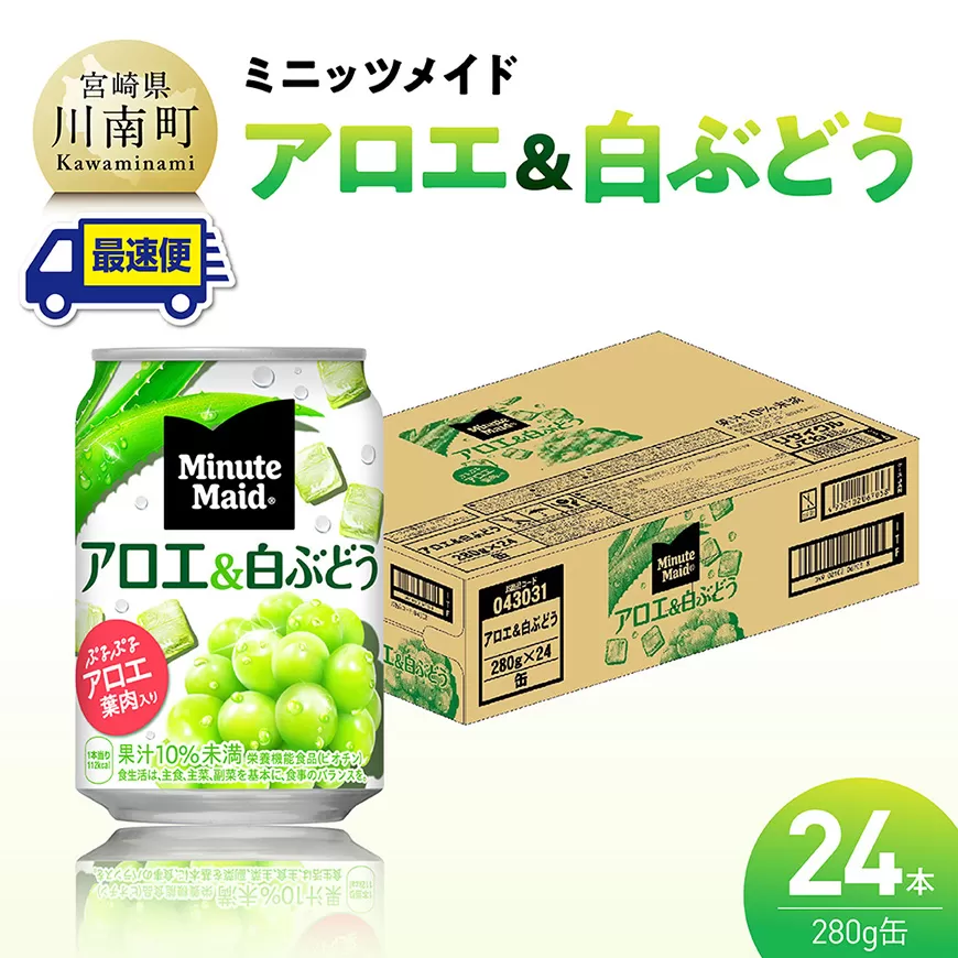 【最速便】コカ・コーラ ミニッツメイド「アロエ&白ぶどう」280g缶 24本 飲料 アロエ 白ぶどう 果汁 長期保存