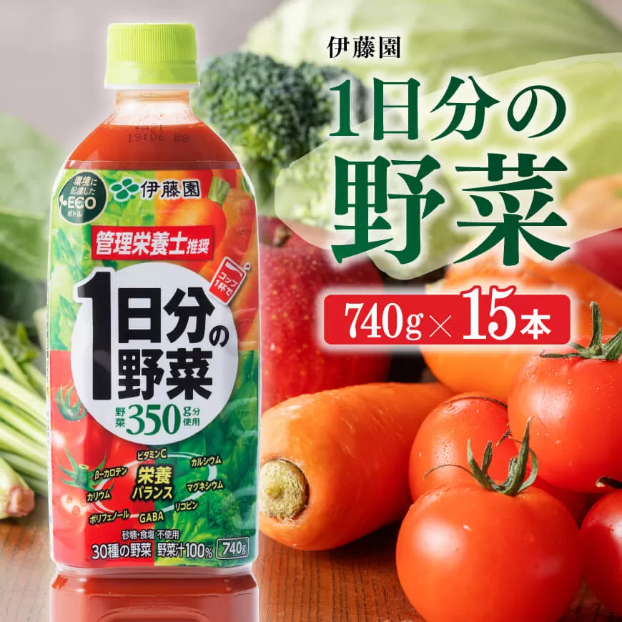 1日分の 野菜 740g×15本 PET 野菜ジュース ペットボトル 伊藤園 飲料 健康ドリンク ヘルシー