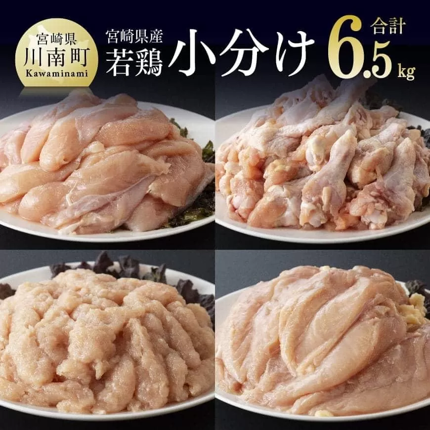 【令和7年5月発送分】 宮崎県産若鶏　4種 6.5kg 国産鶏 ふるさと納税 鶏肉 九州産鶏肉 宮崎県産鶏肉 若鶏 むね ささみ 手羽元 ミンチ 肉 鳥肉 鶏肉