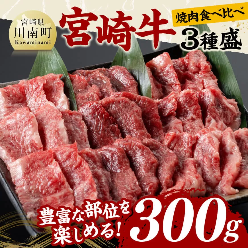 宮崎牛 焼肉 食べ比べ 3種盛 300g 肉 牛肉 国産 宮崎県産 黒毛和牛 和牛 焼肉 バーベキュー