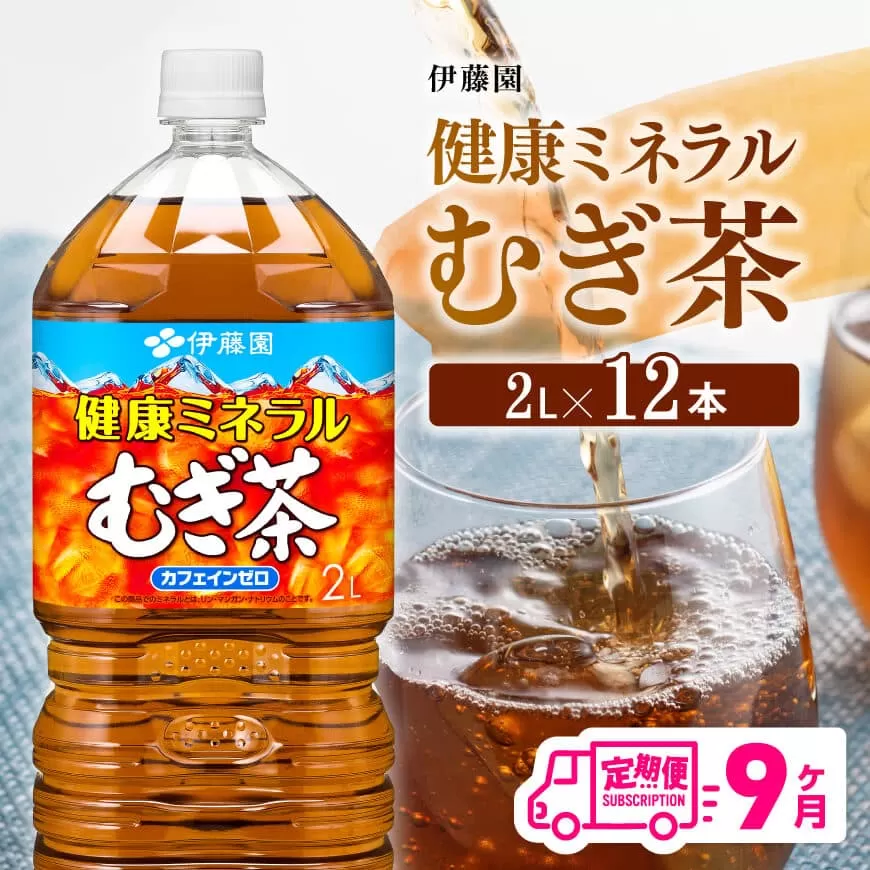 [9ケ月定期便]伊藤園 健康ミネラル むぎ茶 2L×6本×2ケース PET お茶 麦茶 ムギ茶 飲料 水分補給 ペットボトルお茶 全9回お茶