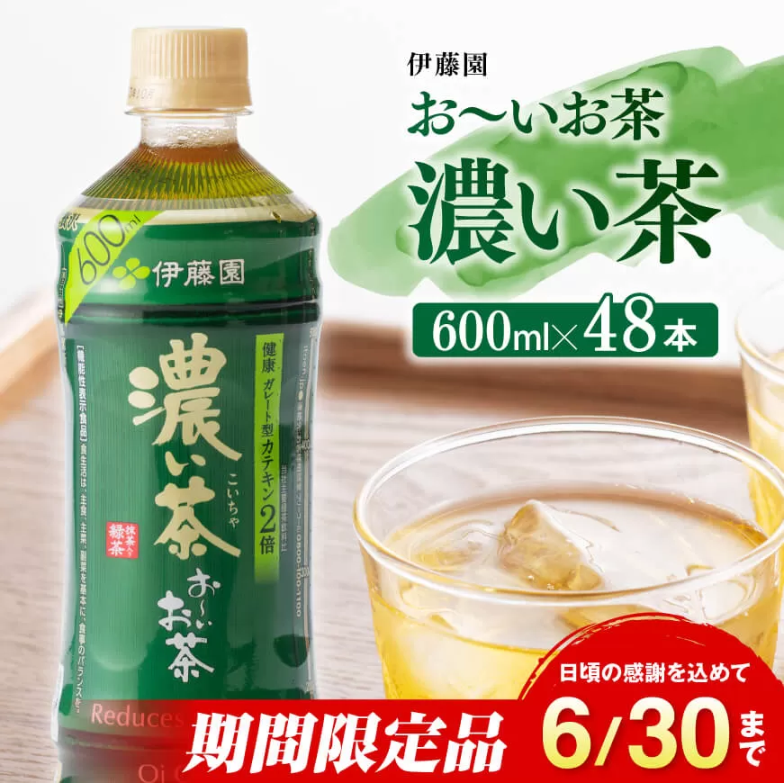 ※2025/06/30まで※伊藤園 おーいお茶 濃い茶 600ml×48本 PET 【 飲料類 ソフトドリンク お茶 ペットボトル 】 宮崎県川南町