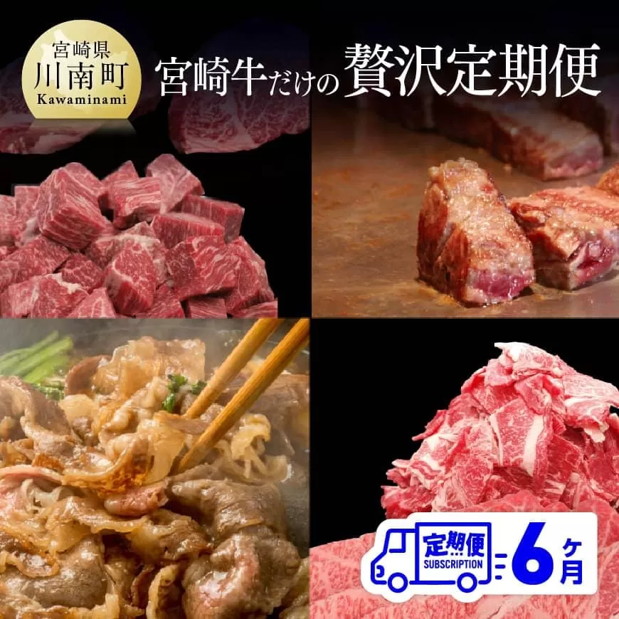 【定期便】 肉質等級4等級以上 宮崎牛だけの 贅沢定期便 6ヶ月コース【4大会連続日本一 肉 牛肉 国産 黒毛和牛 5等級 定期便 全6回 スライス 焼肉 ステーキ】
