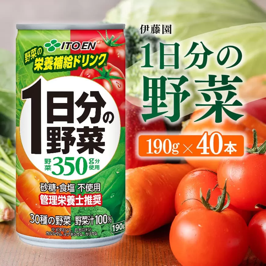 伊藤園 1日分の野菜 190g (缶20本入り×2ケース) 野菜飲料 野菜ジュース ミックスジュース 飲料類 セット ジュース ソフトドリンク ケース