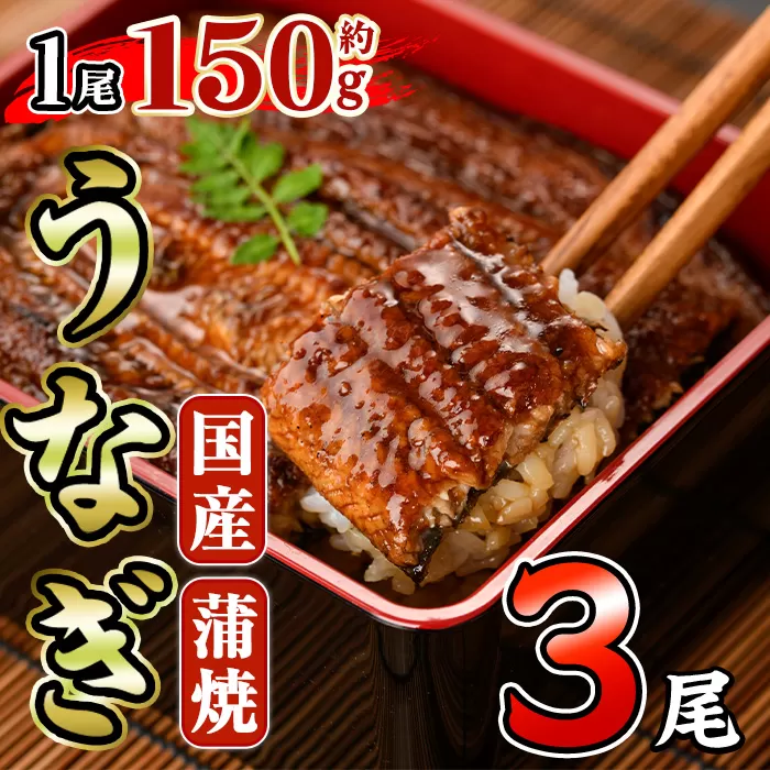 国産 うなぎ 蒲焼 (約150g×3尾) 鰻 タレ かば焼き うな重 うな丼 ひつまぶし 小分け 真空包装 真空パック 【AW-93】【丸正水産】