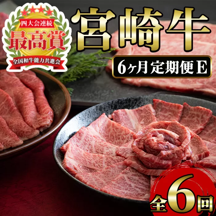 ＜定期便・6回(連続)＞宮崎牛 6ヶ月定期便E【MI025】【(株)ミヤチク宮崎加工センター】