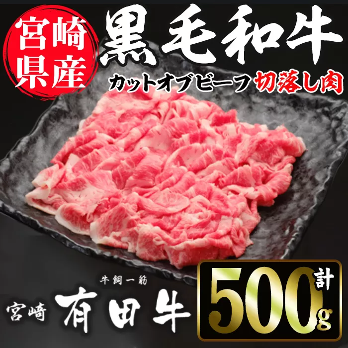 宮崎黒毛和牛カットオブビーフ切落し(500g)【AR001】【(有)有田牧畜産業 食肉加工センター】