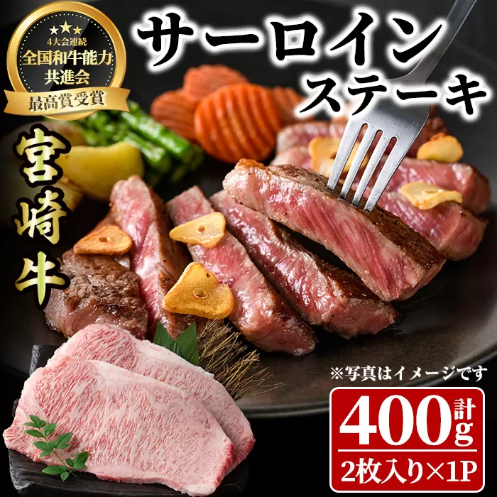 宮崎牛 サーロインステーキ(計400g・2枚) 希少部位 BBQ 牛肉 肉 ブランド牛  冷凍 国産 精肉 お取り寄せ 黒毛和牛 宮崎県 【LJ015】【レグセントジョイラー株式会社】