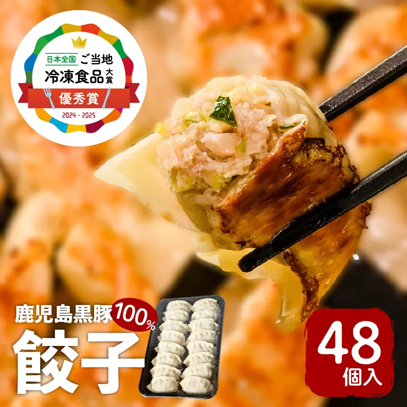 【第1回 日本全国！ご当地冷凍食品大賞 2024-2025 優秀賞受賞！】鹿児島黒豚100%餃子 48個入り