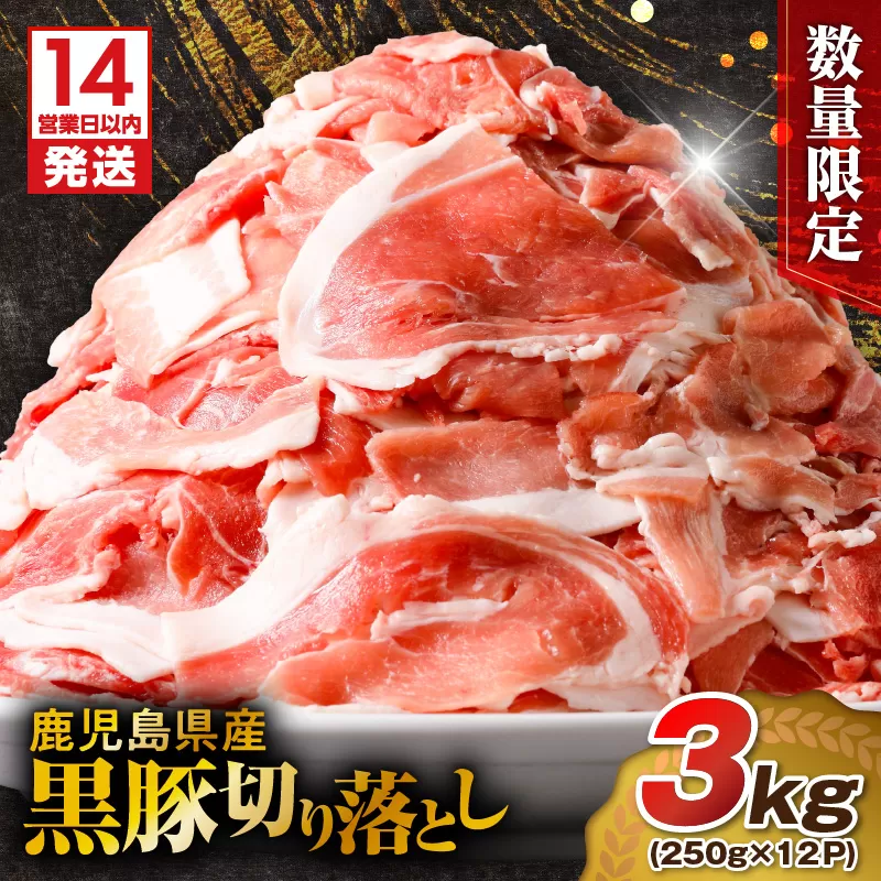 【14営業日以内に発送】 【数量限定】鹿児島県産 黒豚切り落とし 3kg