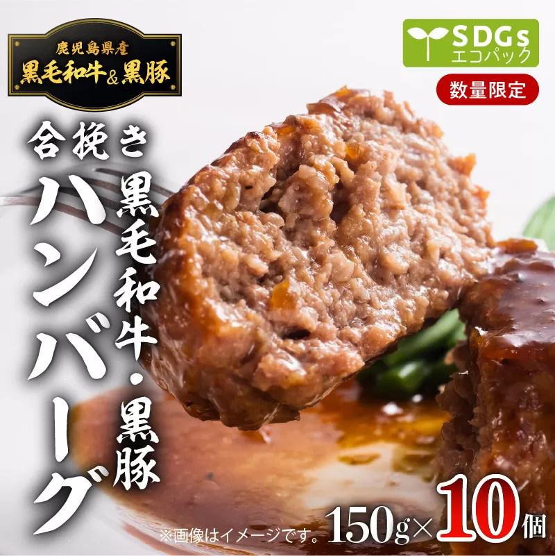 【1500ｇ】黒毛和牛・黒豚生ハンバーグ　トレー無しSDGs