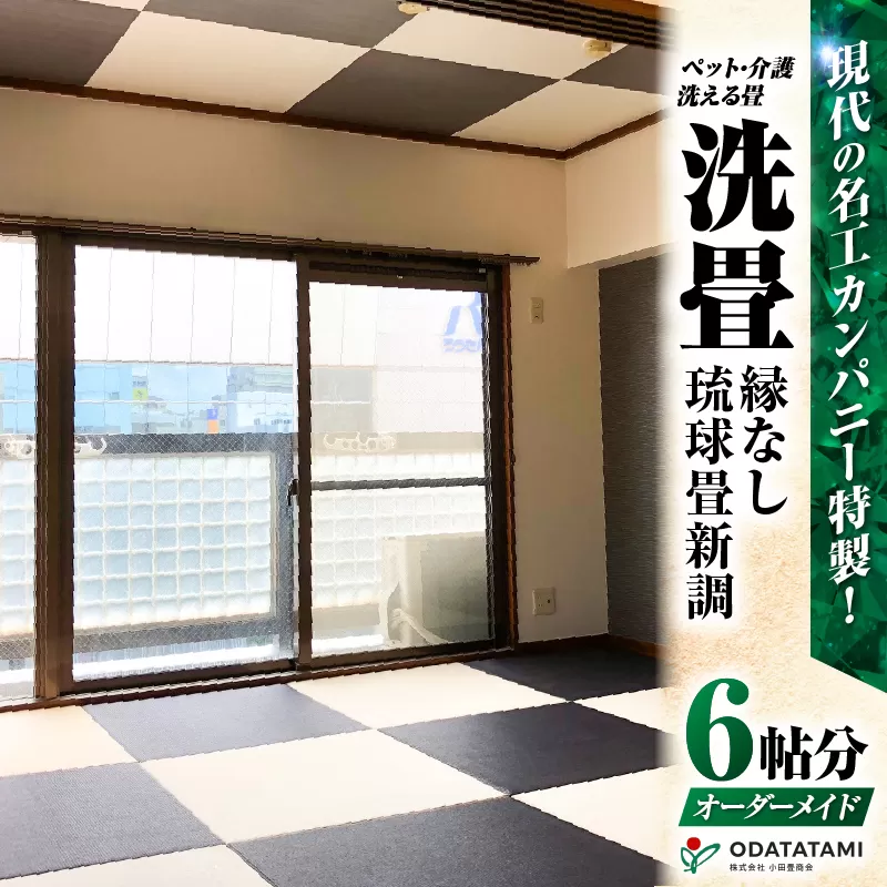 現代の名工カンパニー特製！ペット・介護洗える畳『洗畳』縁無琉球畳新調6帖サイズ（畳半帖サイズ12枚）