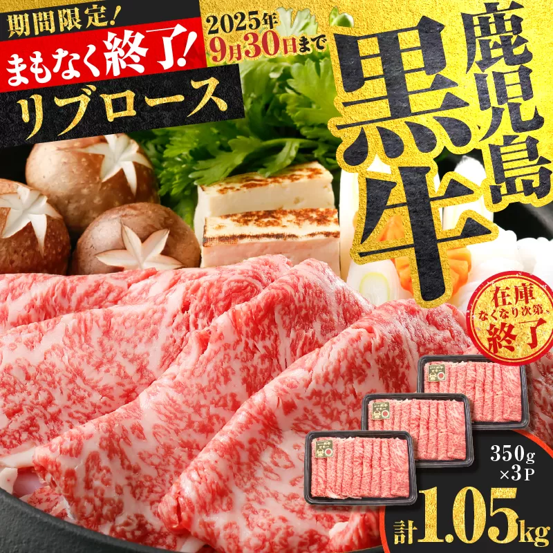 （KH-301）鹿児島黒牛リブローススライスセット（計1.05kg）